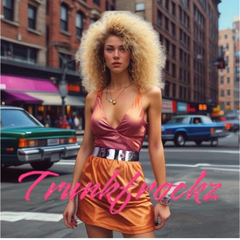 Vintage 80s Mirror Belt | Stretch Fit | Fish Scale Design